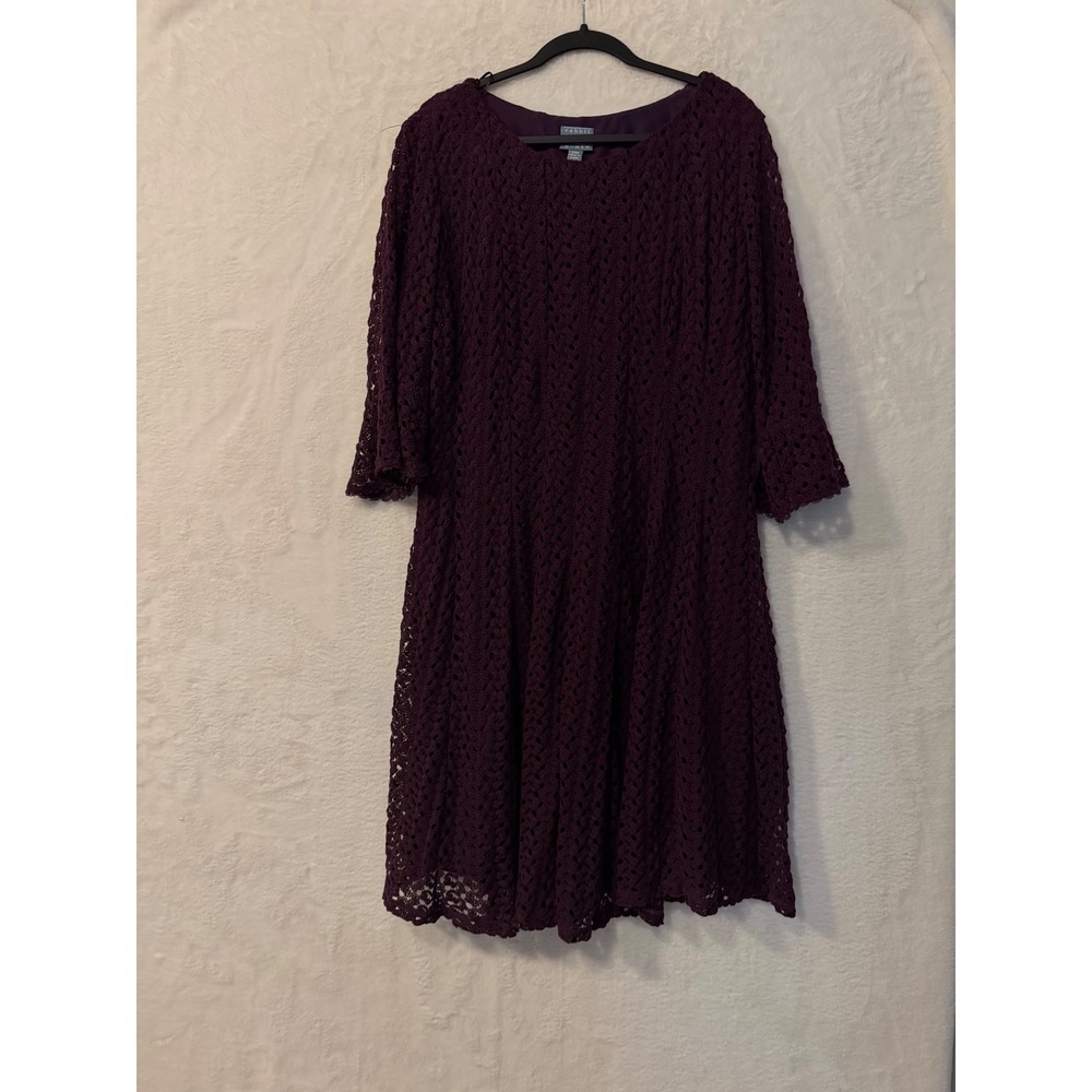 Rabbit Rabbit Women Plus Size 20W Purple Crochet Lace Bell Sleeve Flare Dress